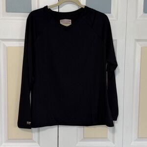 NWT Coolibar Suntect Black Bosun V-Neck Long Sleeve UPF 50+ Sun Protection